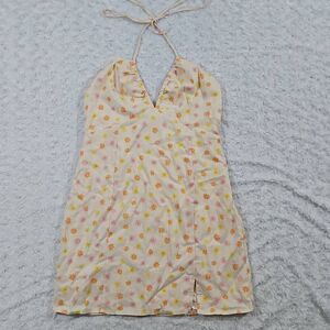 Womens Medium Elodie Ditsy Floral Mini Dress Linen Blend Flower Power Sundress